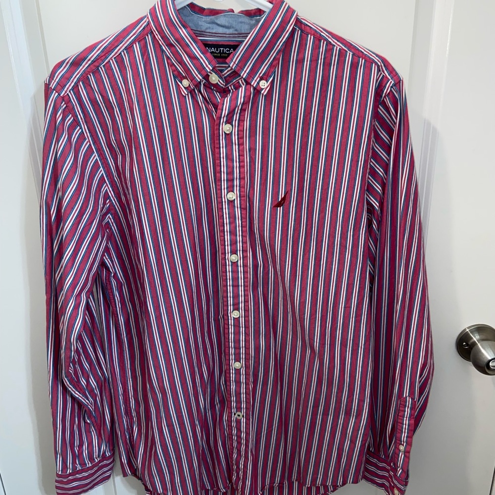 Mens Nautica striped long sleeve shirt size small